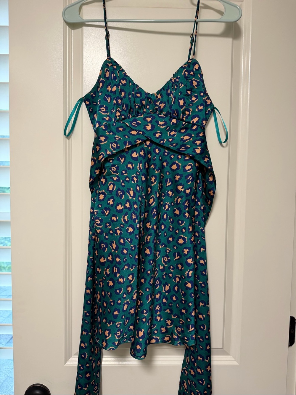 Never Fully Dressed Teal Leopard-Print Slip Dress
